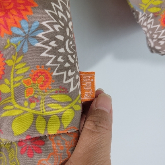 Villa Happ Girls Orange Floral Bomber Jacket Sz 8 Double Breasted Quilted Line - Picture 10 of 12